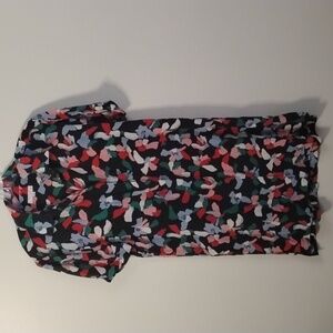 Equipment Femme 100% Silk Multicolor Floral Button Front Casual Midi Shirt Dress